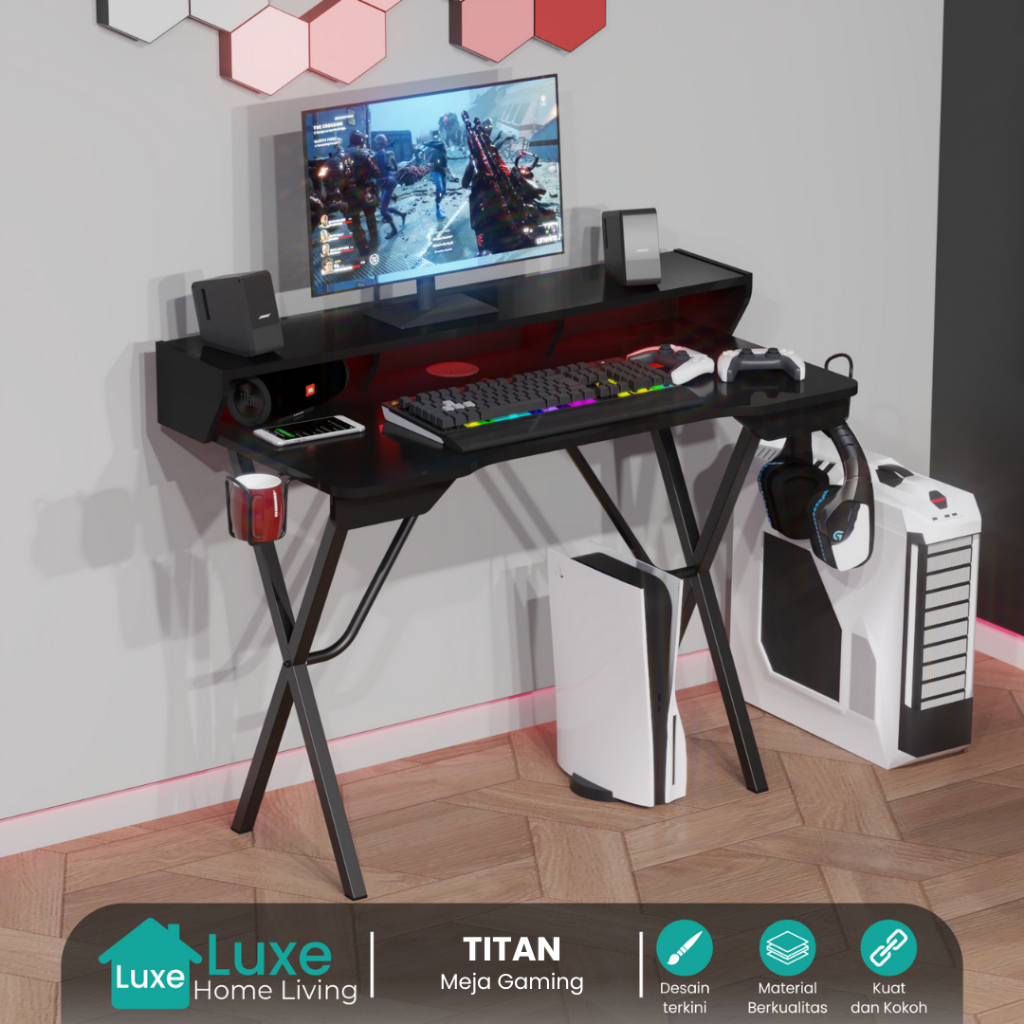 Meja Gaming Meja Komputer Meja Kerja minimalis LED