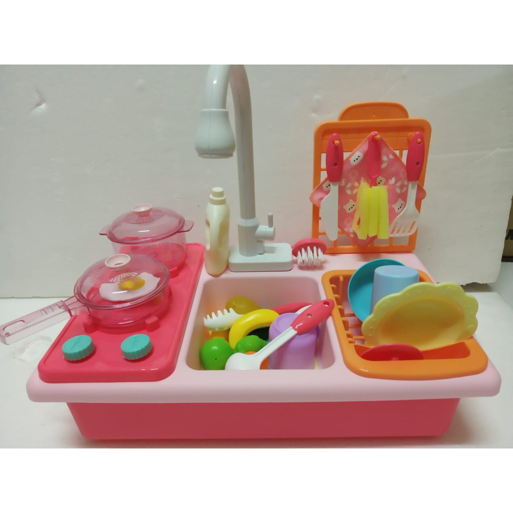 mainan anak perempuan westafel sink tempat cuci piring komplit
