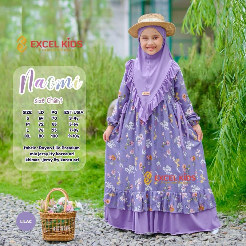 NAOMI DRESS ANAK SET HIJAB - EXCEL KIDS