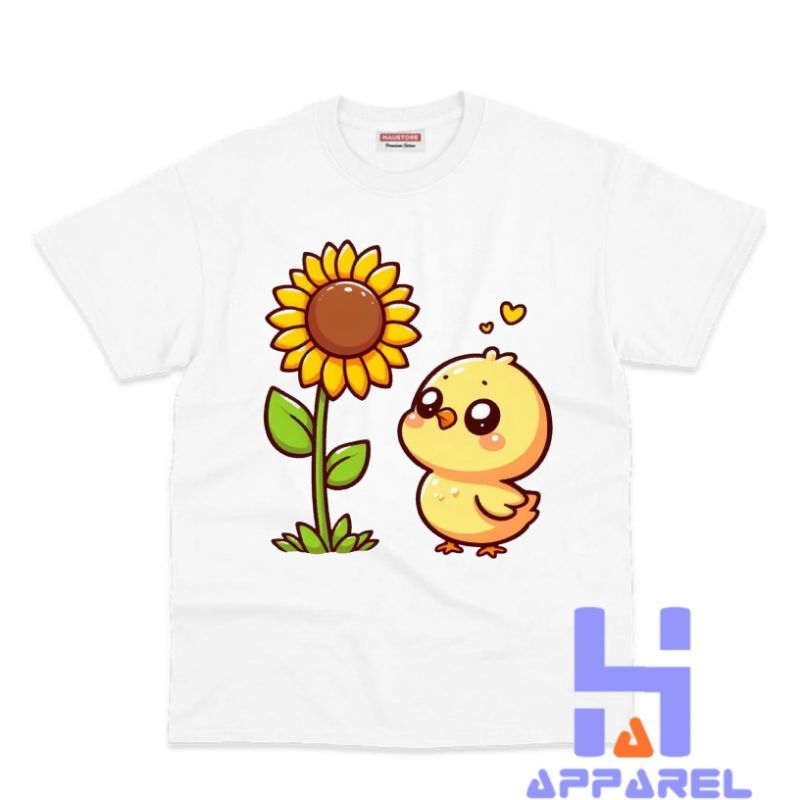 BAJU ANAK KAOS ANAK MOTIF ANAK AYAM BUNGA MATAHARI