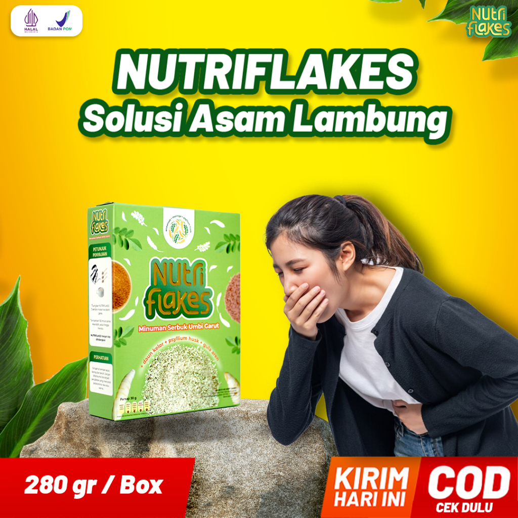 

Nutriflakes Sereal Umbi Garut Asam Lambung - Ampuh Mengatasi Asam Lambung Gerd, Maag 1 Box