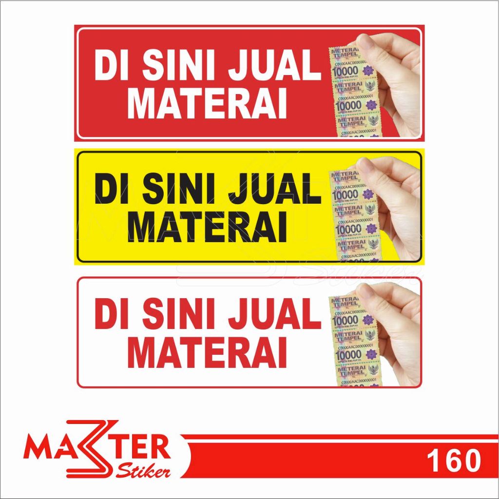 

160 - Stiker Di Sini Jual Materai, Sticker Vinyl, Premium, Tahan Air, Termurah, dan Bisa Custom