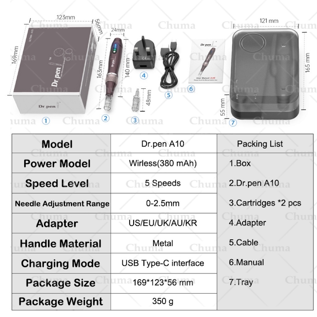 100% ORI&GaransiNewest Dr.Pen A10 Wireless Nano-Needle Electric DERMAPEN A10-W (Jarum gratis) MTS
