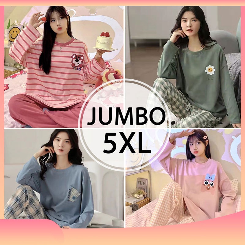2in1 Piyama Jumbo Wanita 5XL  Baju Tidur Jumbo 5XL  Piyama Oversize Wanita Dewasa  piyama jumbo 3in1