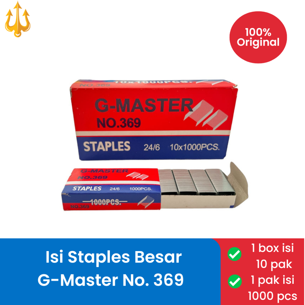 

Isi Staples Besar G-Master no. 369 (1 box isi 10 pak)