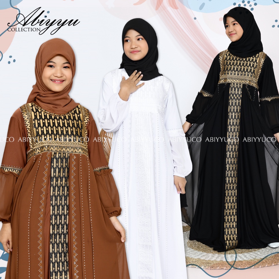 Pesan sekarang Abaya Turki Anak Perempuan Baju Gamis Turkey Remaja Tanggung Hitam Warna Putih Mewah 