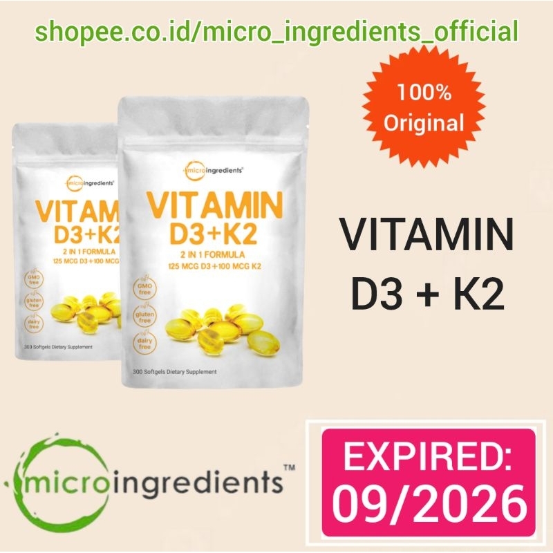 Vitamin D3 + K2 Asli Microingredients - Vitamin D3 5000iu + K2 100mcg