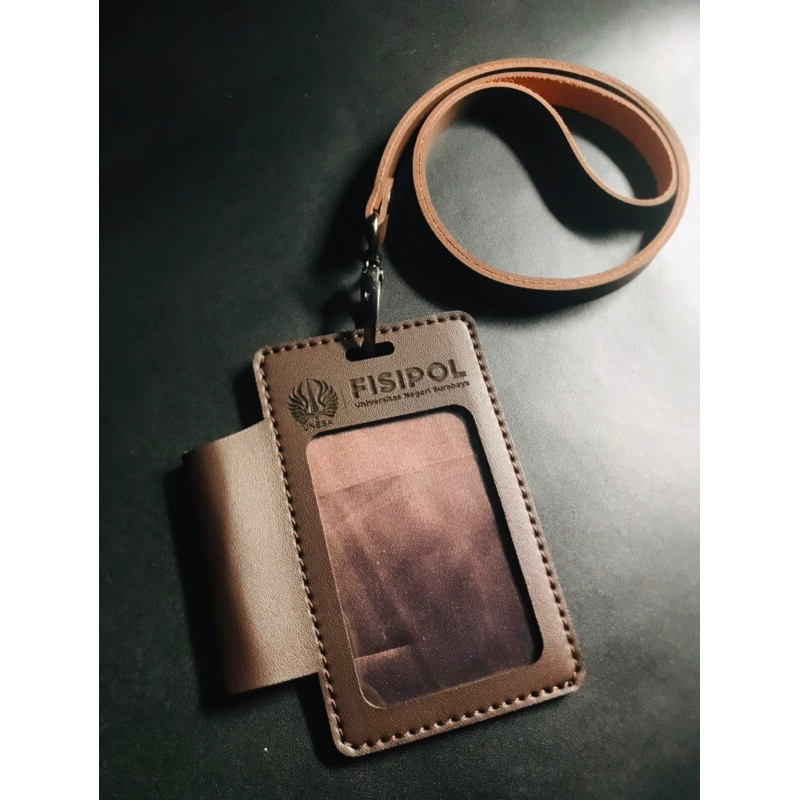 

lanyard id card kulit asli free logo dan nama