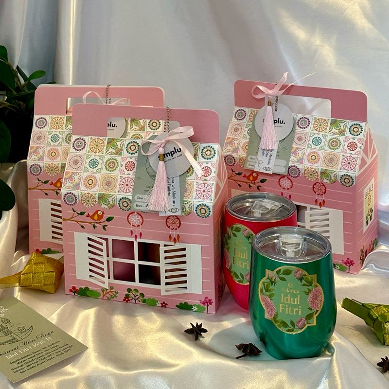 

SIMPLU Madina - Bingkisan unik lucu / Hampers / Gift Hampers Box Glass Tumbler Set Hampers lebaran natal