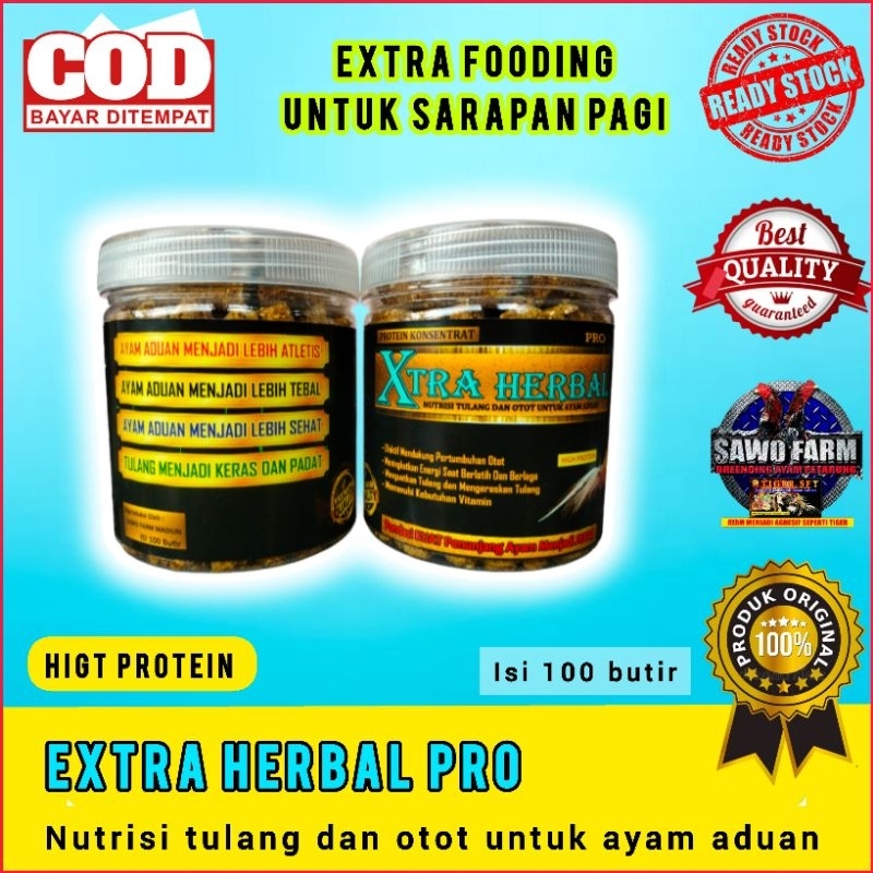 extra fooding untuk ayam aduan isi 100 butir X-Tra HERBAL pro