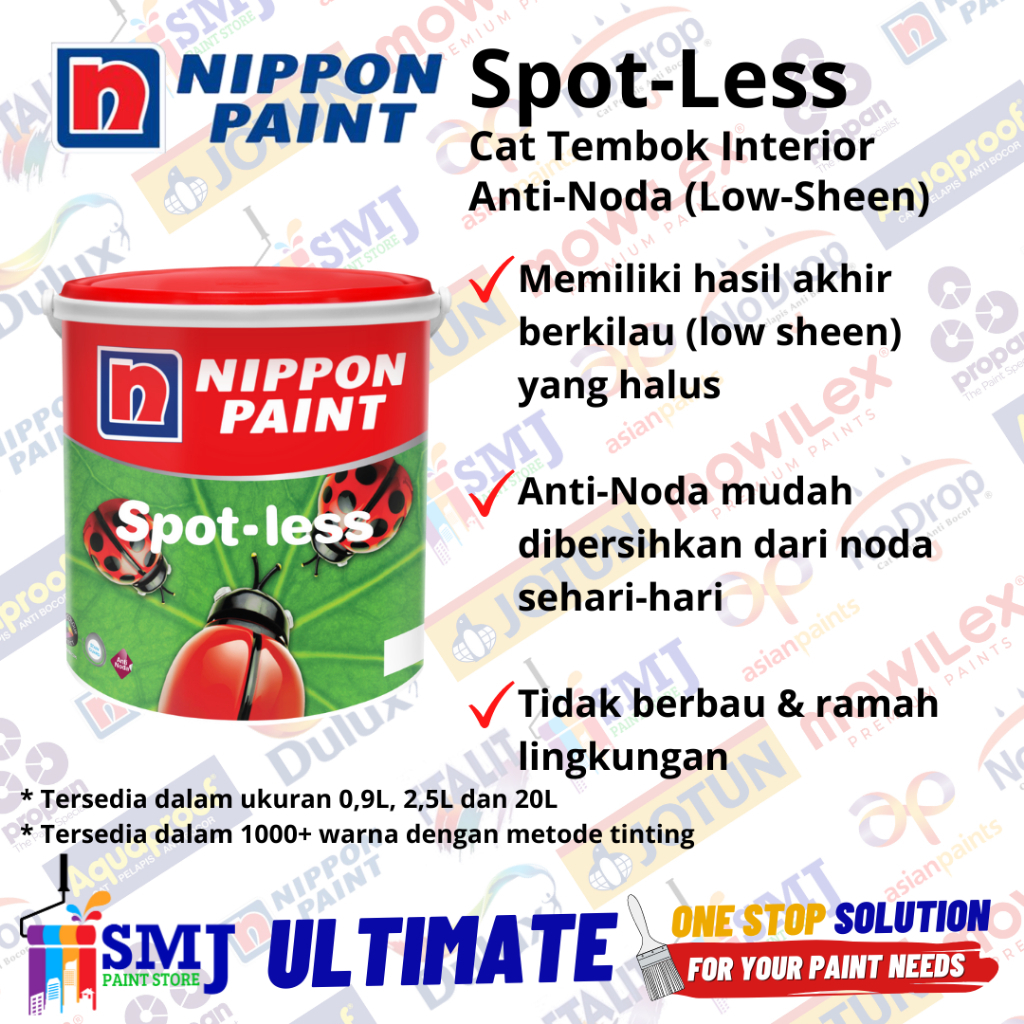 Cat Tembok Interior Anti Noda NIPPON PAINT SPOT-LESS Warna Tinting 2,5 lt