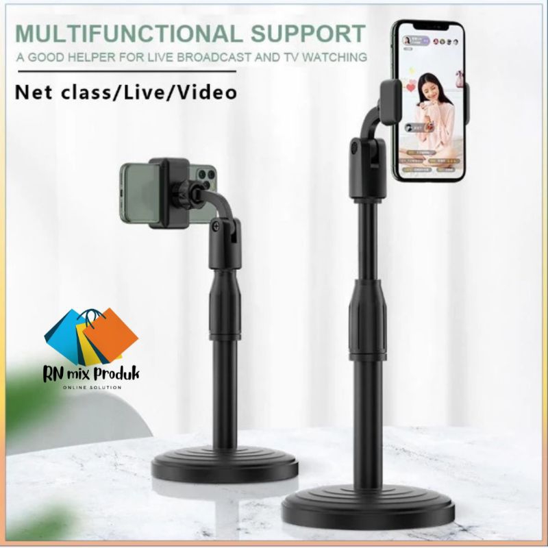 STAND HP, ATUR TINGGI PENDEK/HOLDER HP MEJA/HOLDER STAND LIVE 360°