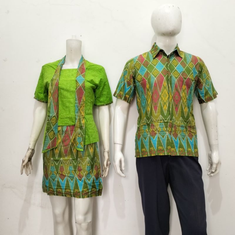 Couple Sarimbit Setelan Kebaya Batik Wanita Pria Modern Rok Klok Mini Mumer GERCEP