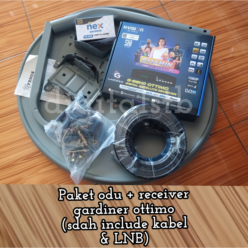 PAKET PARABOLA DISH ODU 45CM PLUS RECEIVER K VISION GOL OTTIMO Gardiner ottimo