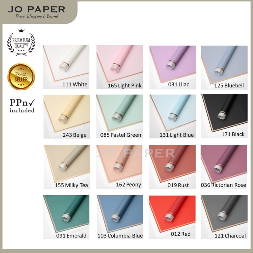 

[5 LEMBAR] Flower Wrapping Paper List Gold Frame Transparan Kertas Buket Kado Bunga Cellophane