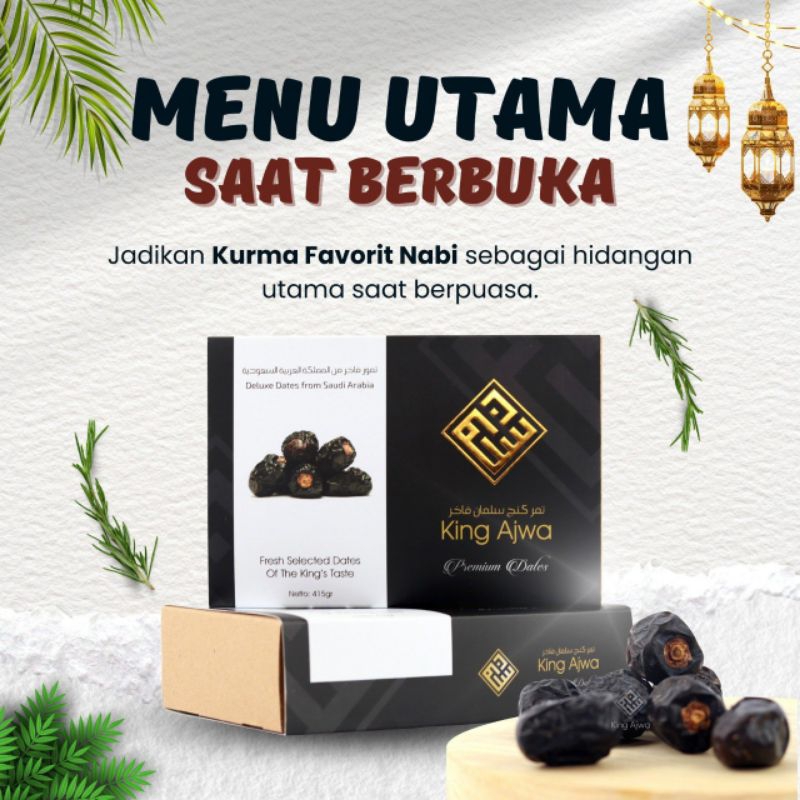 

RGS Kurma Premium King Ajwa Kurma Nabi ASLI Madinah Kemasan Eksklusif Kurma Kering Rasanya Legit Manis Lezat Cocok Untuk Hadiah Bingkisan Hampers Lebaran Sedekah Kurma Buka Puasa Santri Takjil Ramadhan Hantaran Idul Fitri Berat Bersih 415 Gram