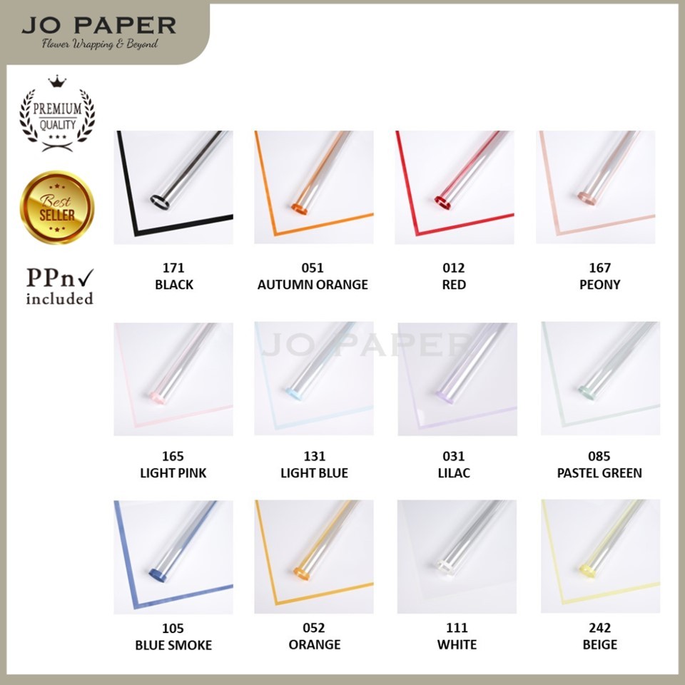 

[5 LEMBAR] Flower Wrapping Paper OPP Transparan Bening List Warna Kertas Buket Bunga Cellophane