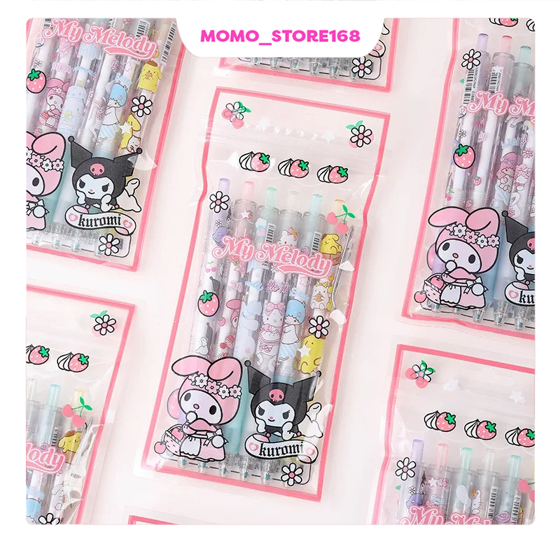 

(6PCS) Puplen gel sanrio motif my melodi pena gel kantor sekolah aesthetic tinta warna hitam tebal 0.5mm