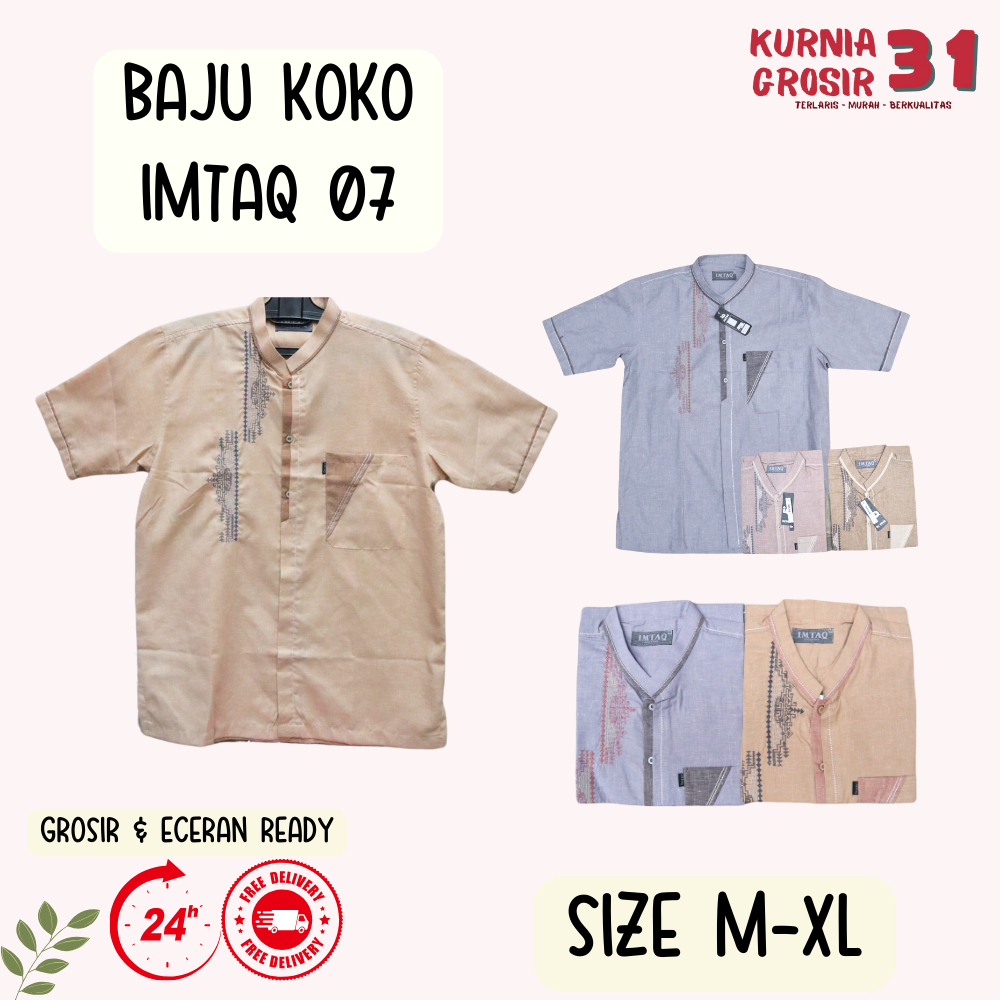 Baju KOKO Lengan Pendek Imtaq 07 14 / Baju Koko ABG Remaja / Baju KOKO Ukuran M-XL