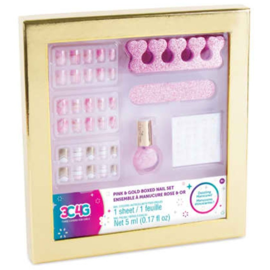 Mainan Nail Anak Make It Real Pink & Gold Boxed Nail Set Kuku Kutek