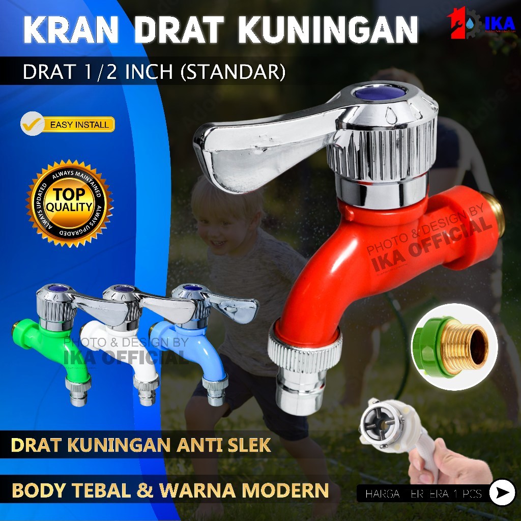 Kran Tembok Air Plastik 1/2 putar / Kran Air Plastik 1/2" / Kran Tembok / Kran Putar