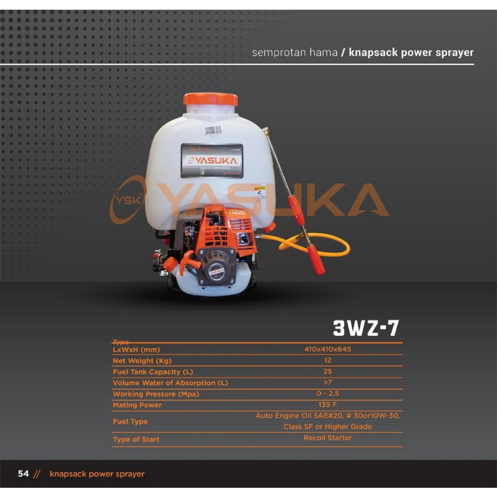 Sprayer Mesin Yasuka 4 Tak 3wz-7 | Mesin semprot hama 4 Tak 25 Liter