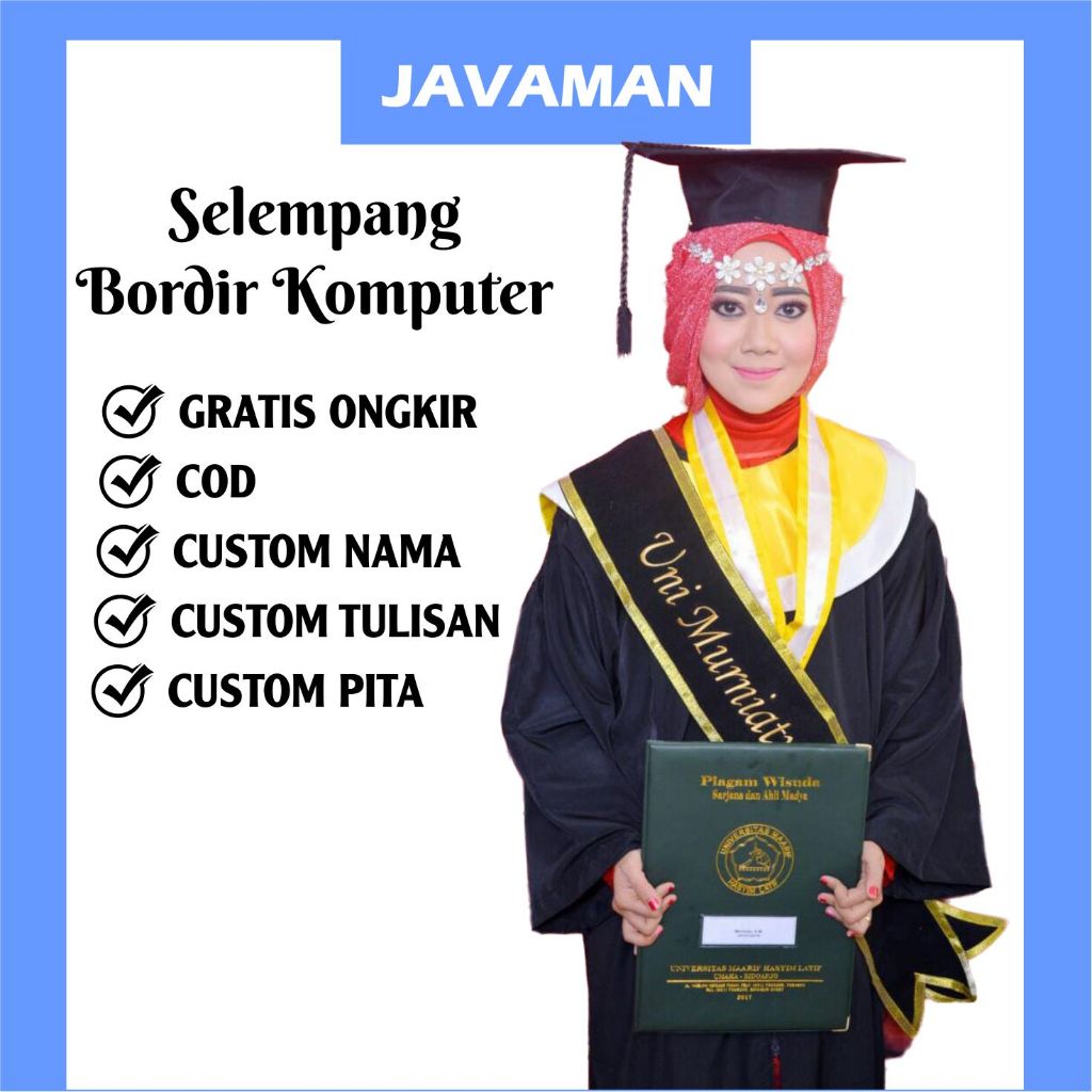 SELEMPANG WISUDA BLUDRU | SELEMPANG WISUDA BORDIR | SELEMPANG WISUDA CUSTOM | SELEMPANG WISUDA LEHER