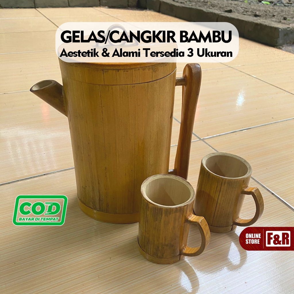 Gelas Kopi Aesthetic Kerajinan Bambu Gelas Unik Cafe Bamboo Jadul Cangkir Mug Bambu Asli Natural Gel