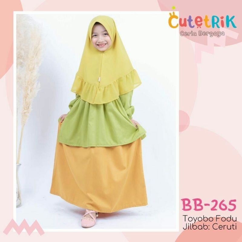 Baju Muslim Gamis Anak Perempuan Cutetrik usia 8-12 tahun
