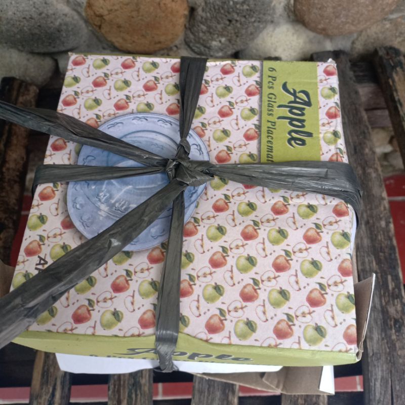 Tatakan Gelas Kaca Motif Apel