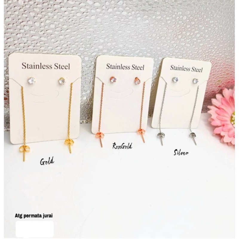 ANTING TITANIUM PERMATA SATU JURAI ANTING FASHION WANITA PREMIUM MEWAH DAN ELEGAN  ASESORIS FASHION 
