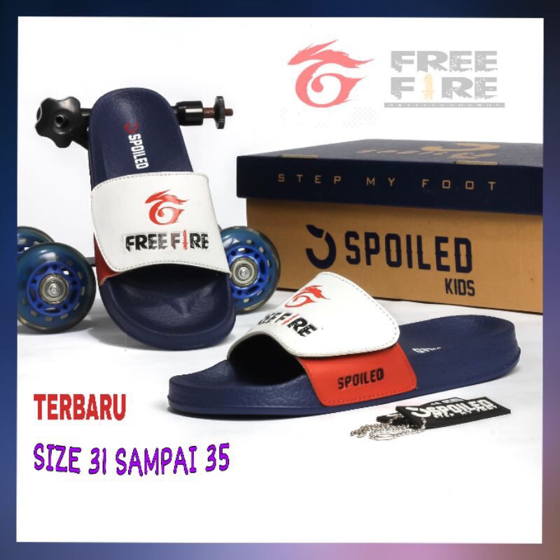 Sandal Slop Anak Cowok Spoiled Free Fire navy-hitam-merah Casual Slop Adjustable 31 32 33  34 35Slip