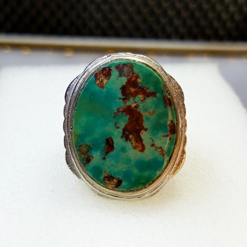 Cincin Pirus Persia Natural Hijau Tua Kedongdong Urat Lawas