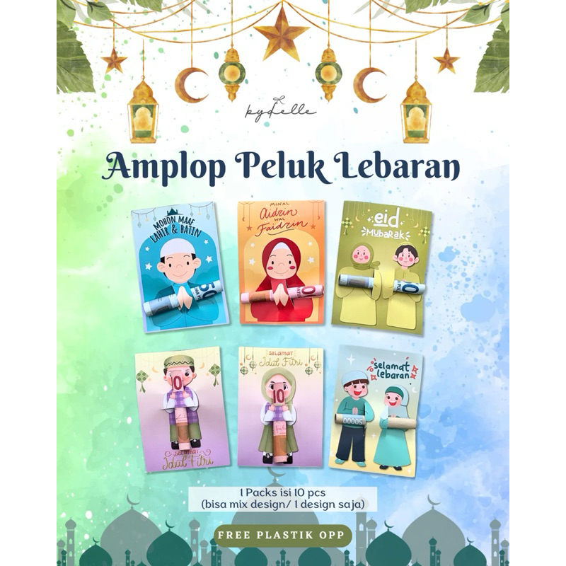 

(ISI 10 PCS) Amplop Angpao Lebaran THR Peluk Unik Viral 2024 / Amplop Peluk Karakter Muslimin Muslimah / Bahan Tebal