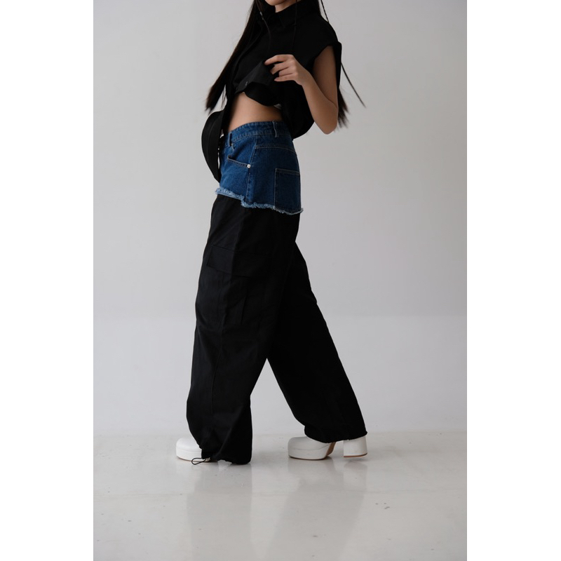 TripleV.label | Jane Two-Toned Pants Jeans | Celana Jeans Wanita | Celana Panjang Wanita