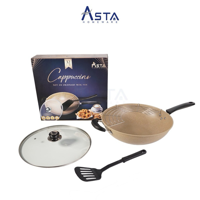 ASTA CAPPUCINO ORI WAJAN MARBLE PENGGORENGAN ANTI LENGKET WAJAN MASAK GRANIT CERAMIC SET