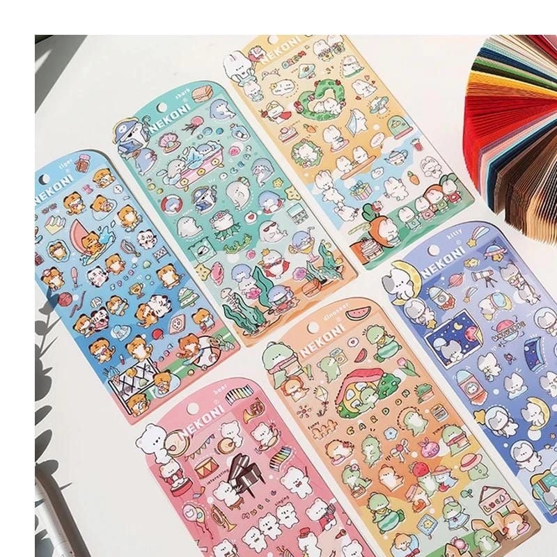 

ASSORTED CUTE CARTOON DIY DECO PAPER STICKER STICKER HOLOGRAM ALA ANAK KOREA / STICKER LUCU ANEKA KARAKTER ANAK