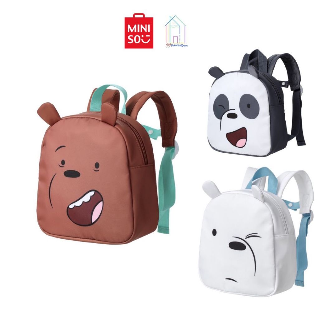 MINISO Tas Ransel We Bare Bears Backpack 4.0 WBB GRIZZ PANDA ICE BEAR / Tas Ransel Anak / Tas Ransel