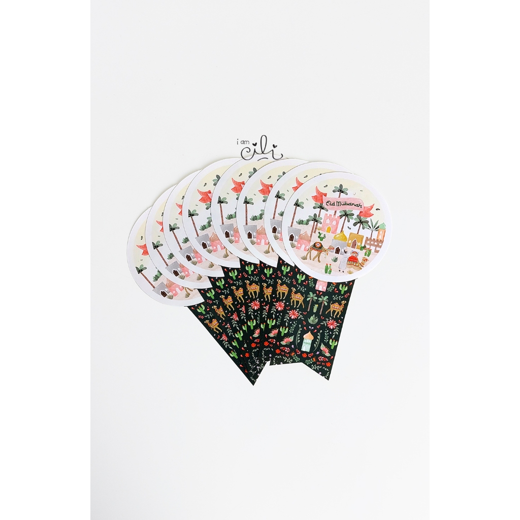 

(SIF118) Stiker idul fitri lebaran AISHA(PITA) untuk toples paperbag dus kotak iamcili diameter 8cm [25pcs]