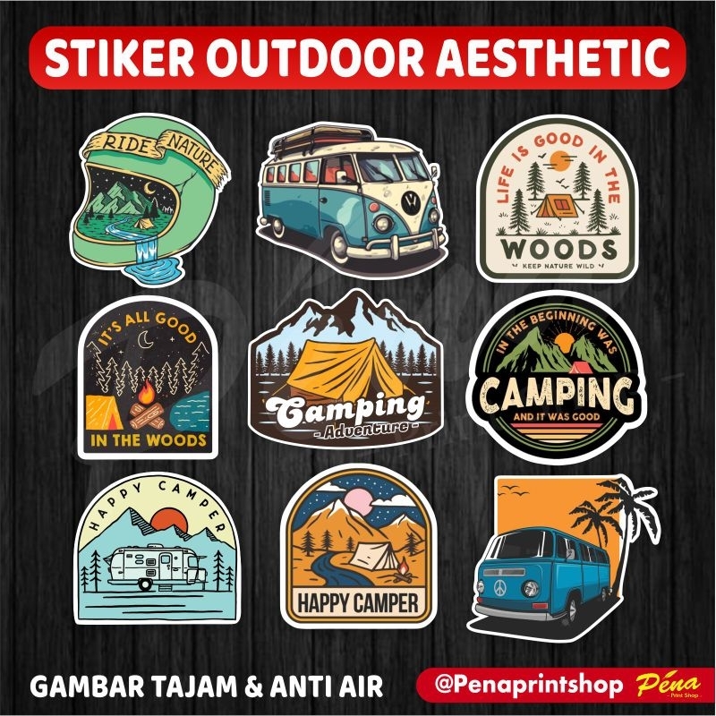 Sticker Stiker Outdoor Aesthetic /  Stiker Gunung Adventure Survival Keren /  Stiker Motor Mobil Lap