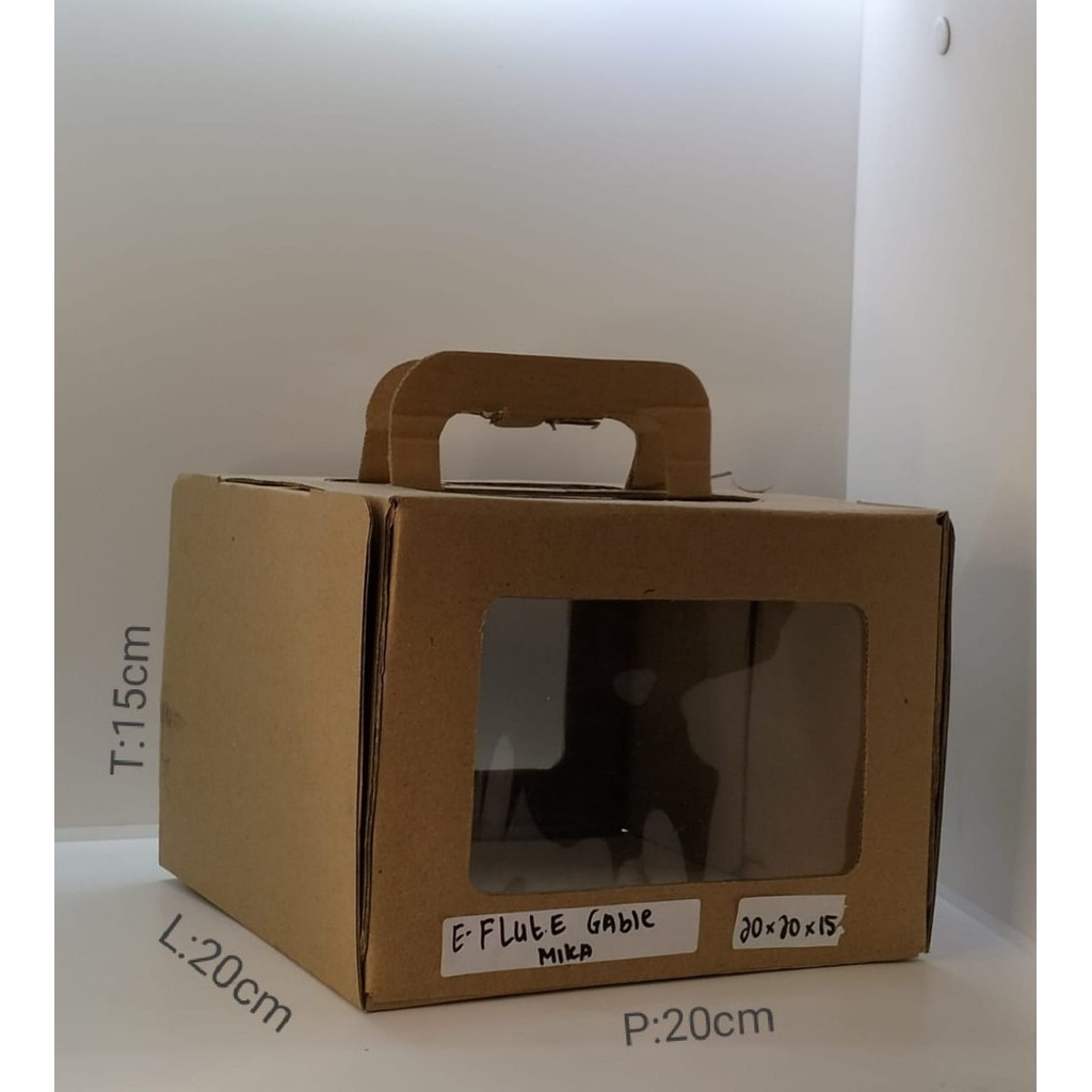 

5pcs GABLE BOX MIKA KARDUS E FLUTE (CB 20/22) MODEL TENTENG 20X20X15cm