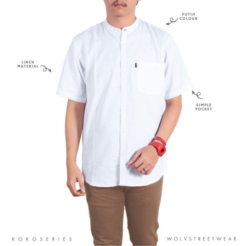 BAJU KOKO PRIA LENGAN PENDEK WOLV ORIGINAL/ BAJU KOKO LENGAN PENDEK KEREN DAN ELEGAN / BAJU MUSLIM K