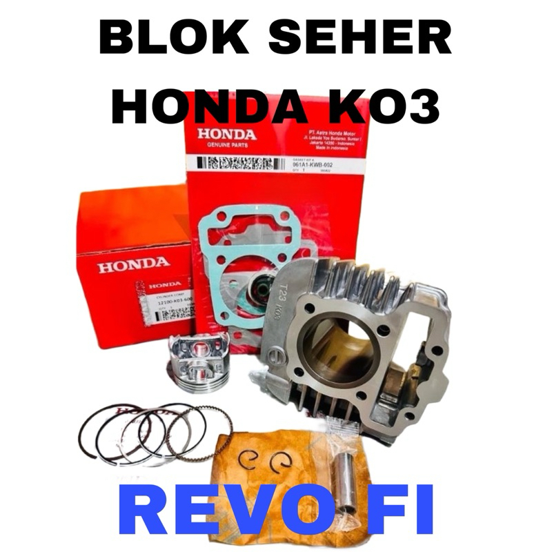 BLOK SEHER + PISTON SATU SET KUALITAS ASLI ORIGINAL HONDA AHM K03 REVO ABS FI INJEKSI , REVO FIT FI 
