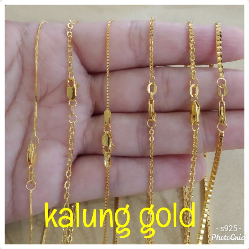 Terbaru Perak925 Kalung wanita perak925 asli lapis emas kuning kalung gold grosir