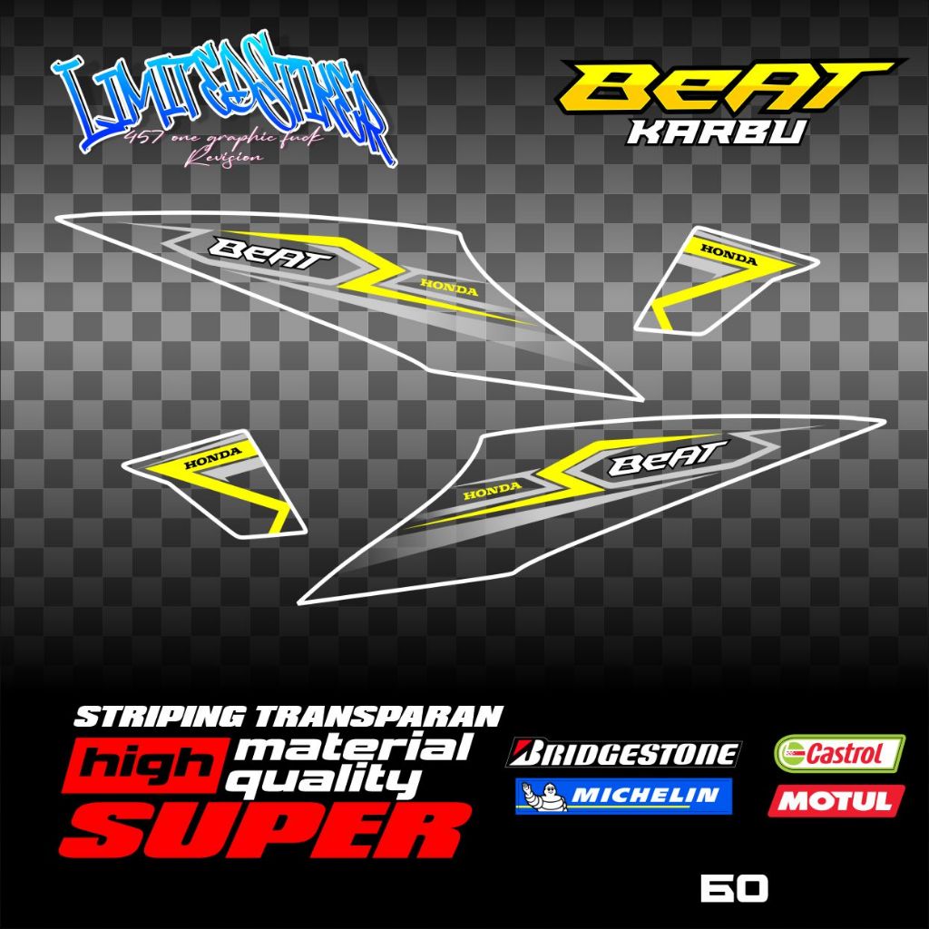 Striping beat karbu honda transparan uv model vietnam road race simple