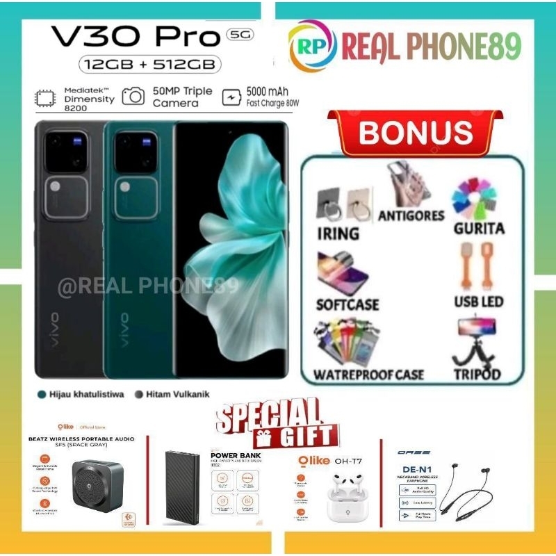 VIVO V30 PRO 5G 12/512 GB NFC | V30 5G 8/256 GB GARANSI RESMI VIVO INDONESIA