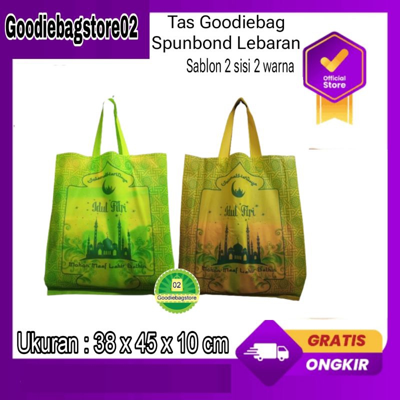 

Tas Kain Spunbond Goodiebag Handle Tali Lebaran 38x45 cm Souvenir,Seminar,IdulFitri,ramadhan (2 warna)