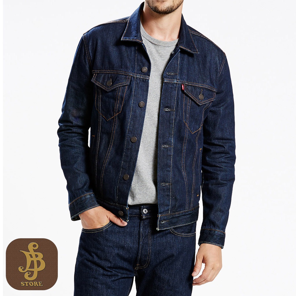 JAKET JEANS PRIA WANITA GARMEN BLUE BLACK DENIM STRETCH - JAKET LEVIS COWOK CEWEK BIRU TUA NAVY DONG