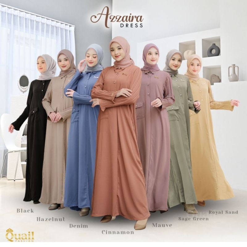Dress Azzaira Plisket ori Quail Hijab