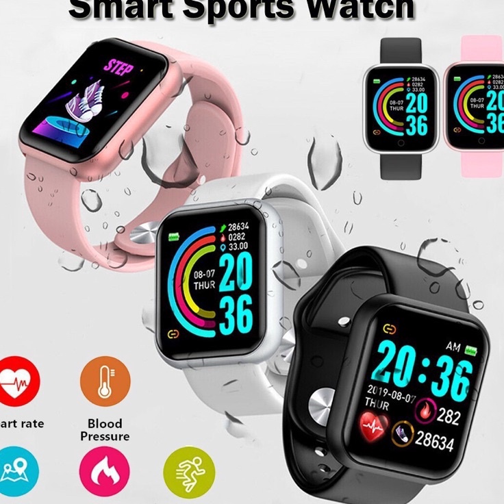 SmartWatch Y68 Sport Bluetooth Smart Watch Pelacak Kebugaran Gelang Pedometer Heart Rate u Special E